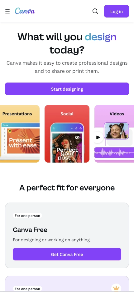 Mobile Landing Page Example #16. Canva