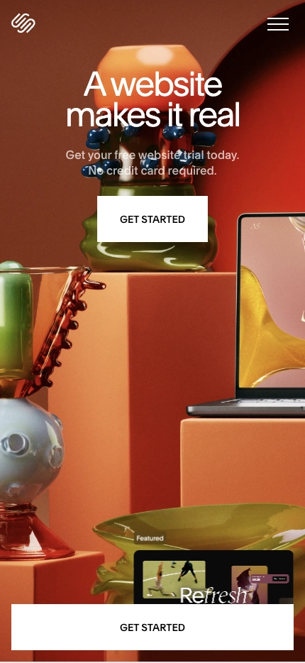 Mobile Landing Page Example #17. Squarespace