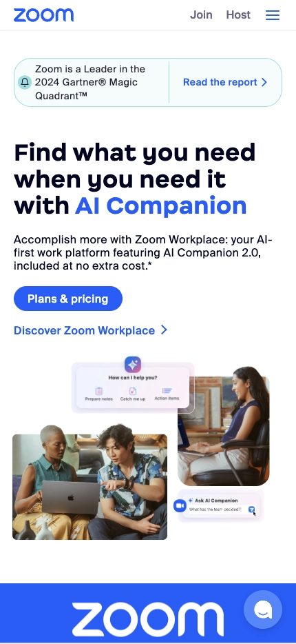 Mobile Landing Page Example #18. Zoom