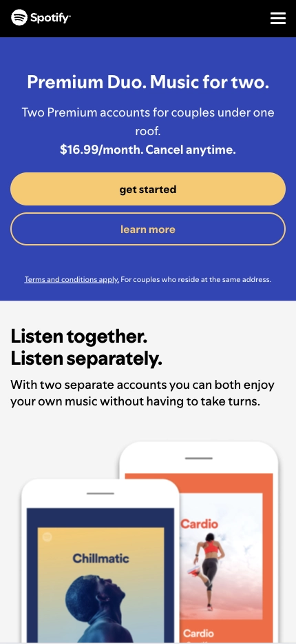 Mobile Landing Page Example #2. Spotify
