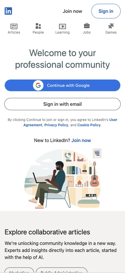 Mobile Landing Page Example #21. LinkedIn