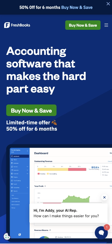 Mobile Landing Page Example #27. FreshBooks