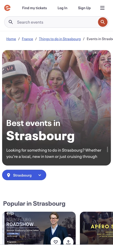 Mobile Landing Page Example #28. Eventbrite