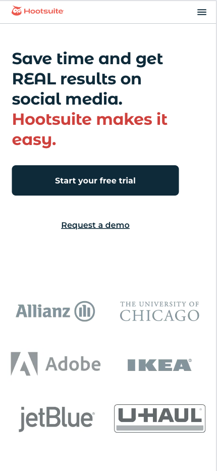 Mobile Landing Page Example #31. Hootsuite