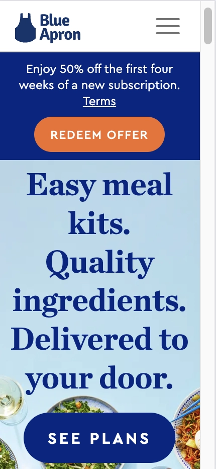 Mobile Landing Page Example #32. Blue Apron