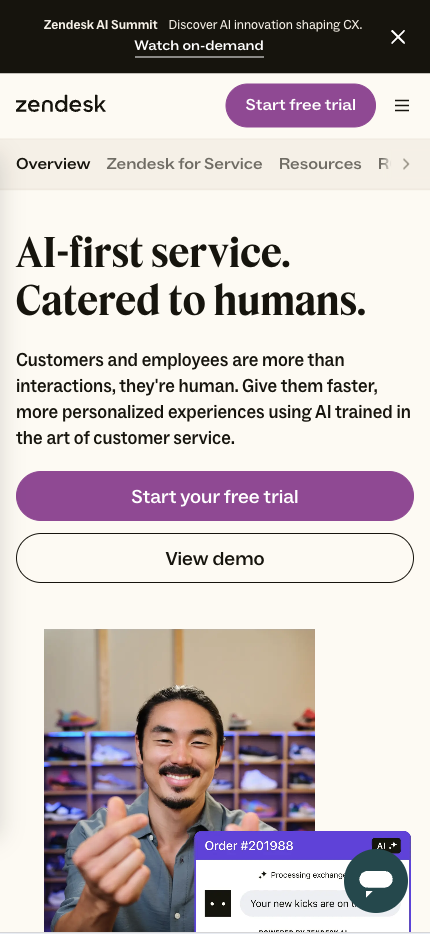 Mobile Landing Page Example #35. Zendesk