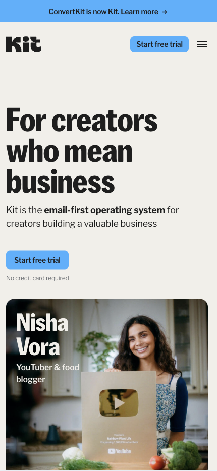 Mobile Landing Page Example #38. ConvertKit