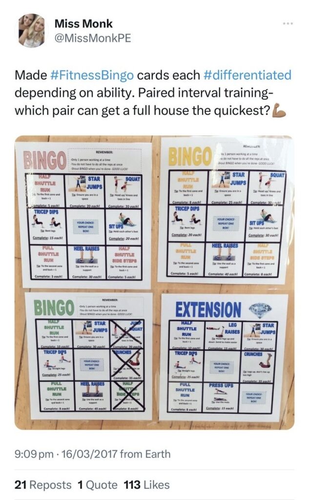 Fitness Bingo