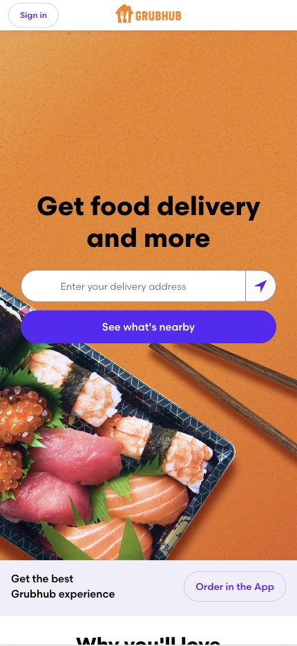 Mobile Landing Page Example #52. Grubhub