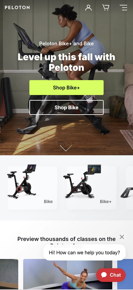 Mobile Landing Page Example #54. Peloton