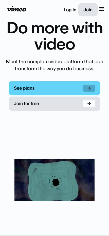 Mobile Landing Page Example #61. Vimeo