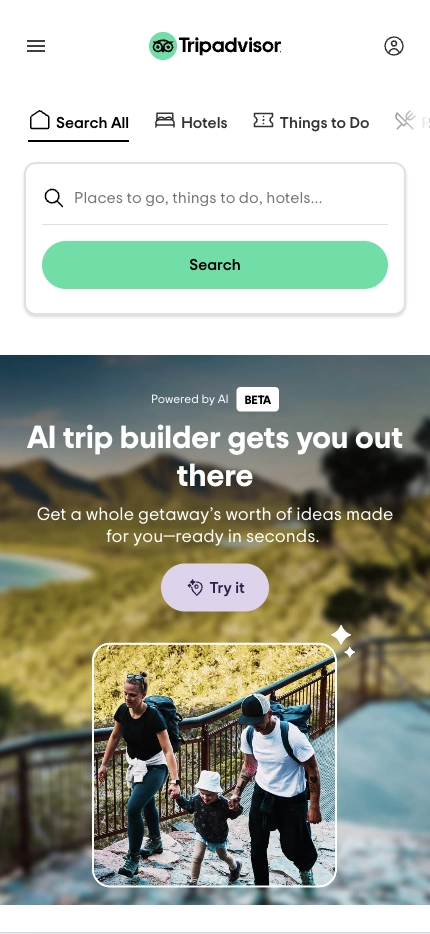 Mobile Landing Page Example #62. TripAdvisor