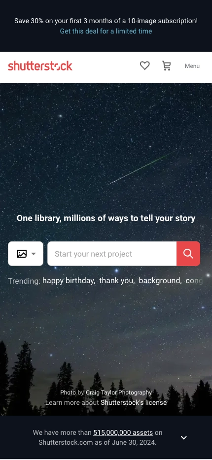 Mobile Landing Page Example #63. Shutterstock