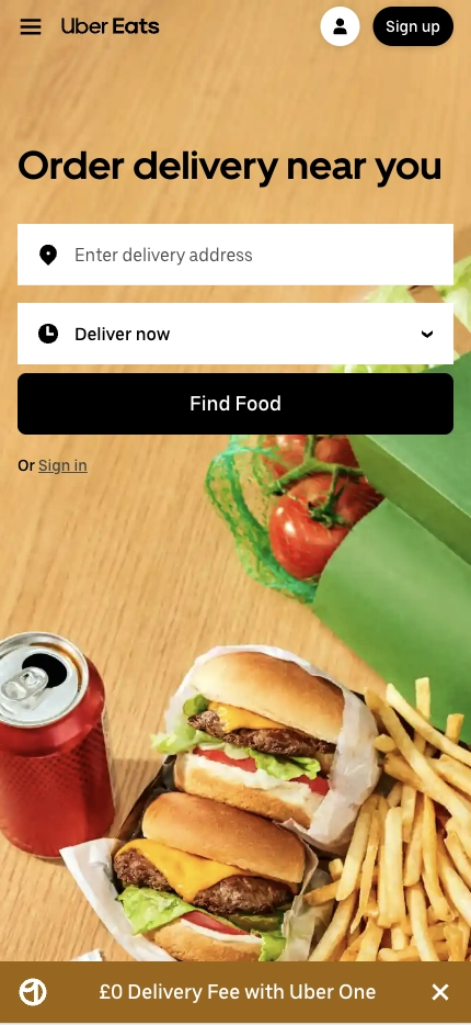Mobile Landing Page Example #65. UberEats