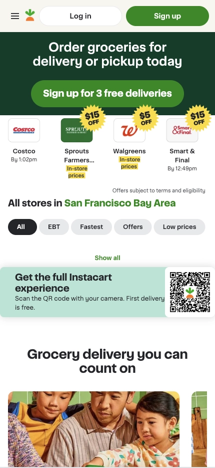 Mobile Landing Page Example #69. Instacart