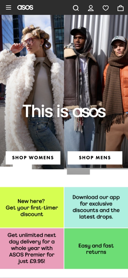 Mobile Landing Page Example #74. Asos
