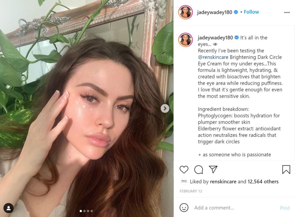 influencer promoting skincare