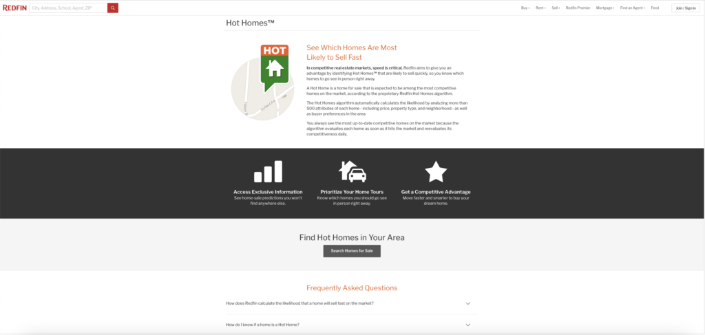 Redfin's "Hot Homes" Feature