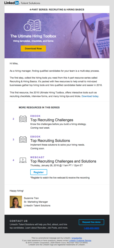 LinkedIn’s Recruiting Resource Email