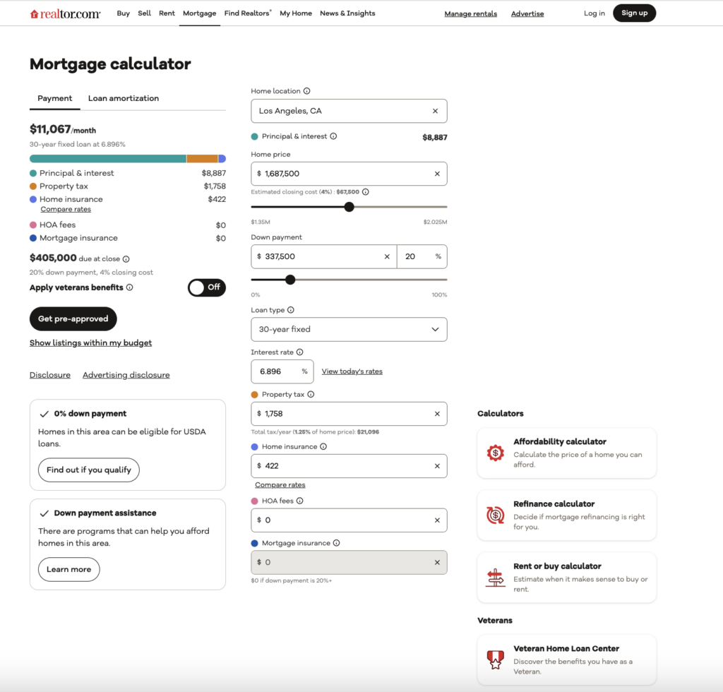 Realtor.com's Mortgage Calculator
