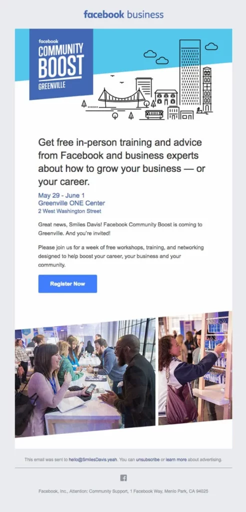 Facebook Business’ Community Boost Email