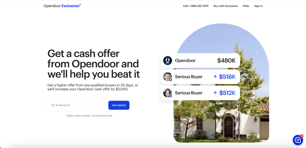 Opendoor’s Instant Offer Page