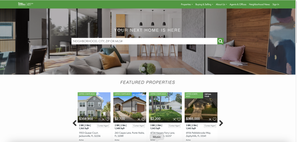Better Homes and Gardens Real Estate's Lifestyle Search Page