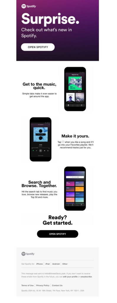 Spotify’s Feature Update Email