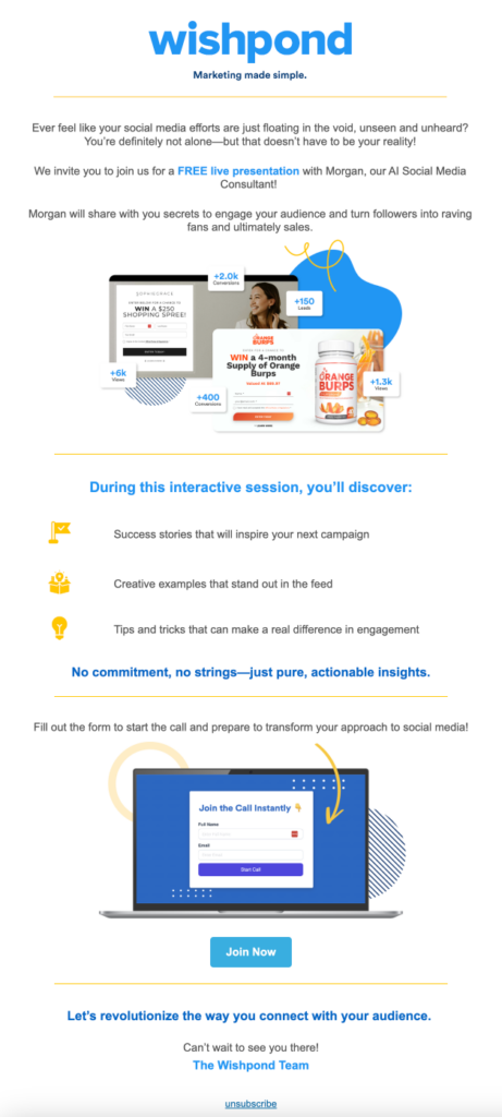 Wishpond’s Live Presentation Email