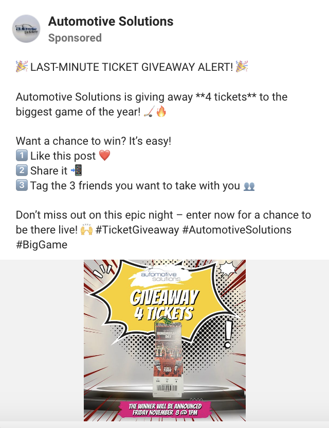 Facebook Share Giveaway