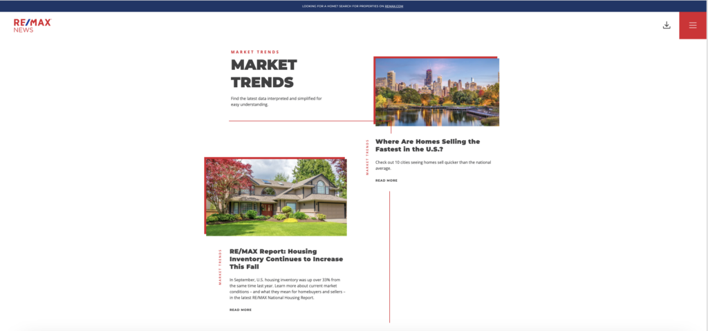 Remax’s Neighborhood Market Trends Page