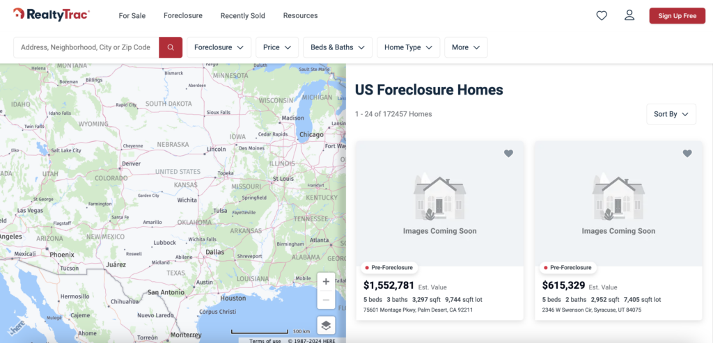 RealtyTrac’s “Foreclosure Search” Tool