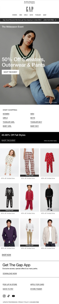 Gap’s Fall Collection Launch Email