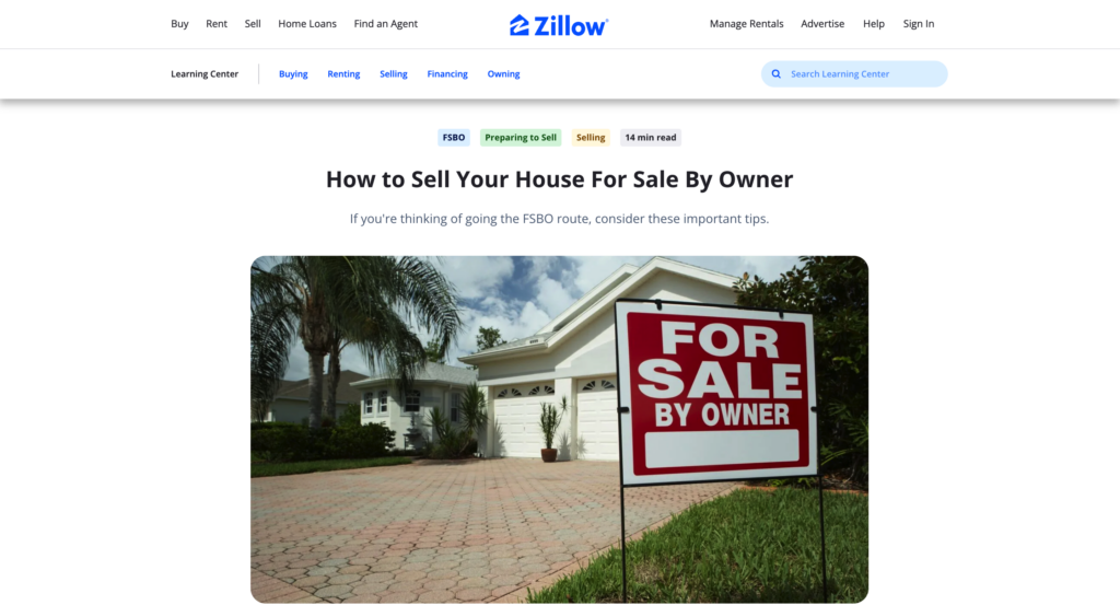 Zillow's "For Sale by Owner" Guide