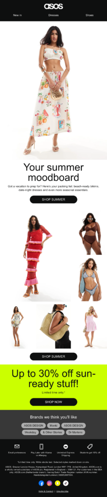 ASOS Summer Collection Launch Email