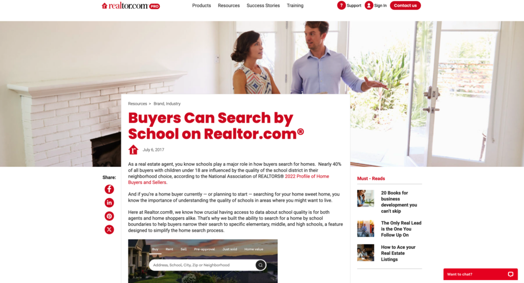Realtor.com's School Search Tool