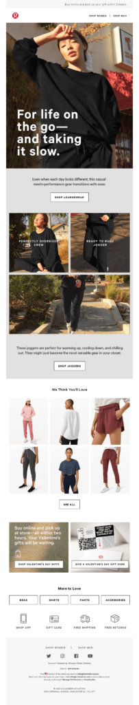Lululemon’s Loungewear Email