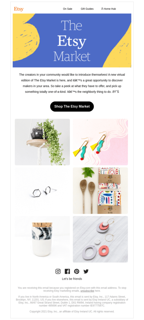 Etsy’s Virtual Market Email