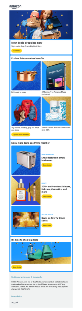 Amazon’s Prime Big Deal Days Email