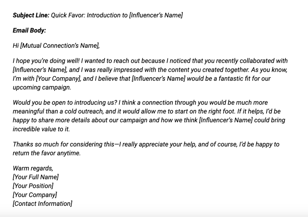 Reaching Out to a Mutual Connection to Request an Introduction to an Influencer