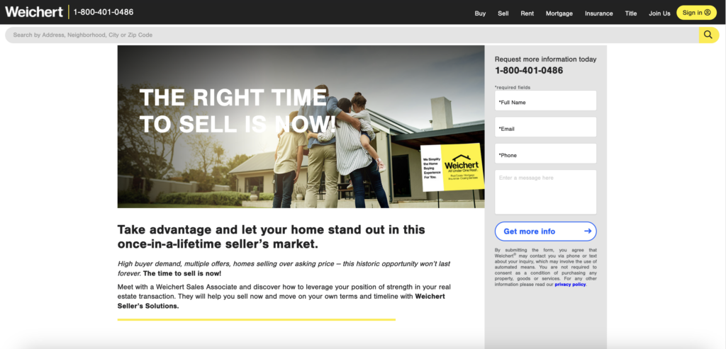 Weichert’s “Home Trade-In Program” Page