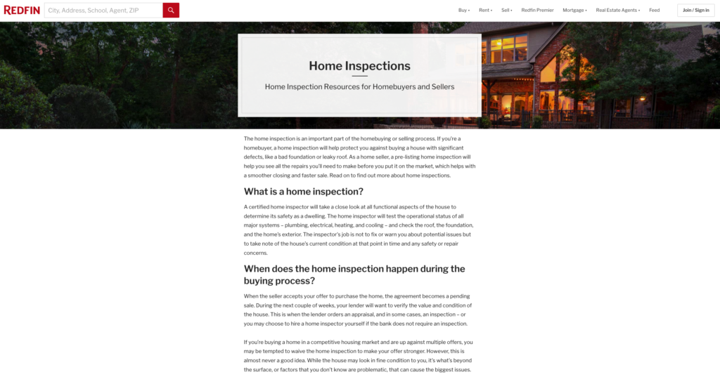 Redfin's “Find a Home Inspector” Tool