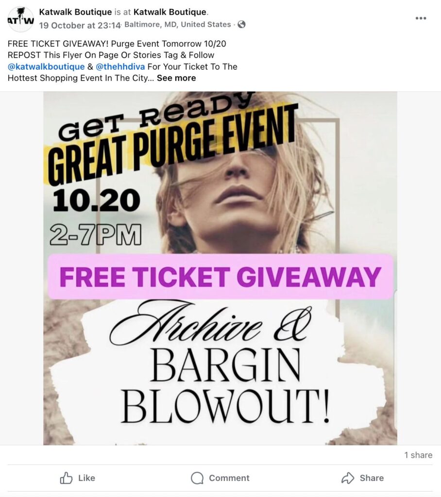 Ticket to an Event Giveaway