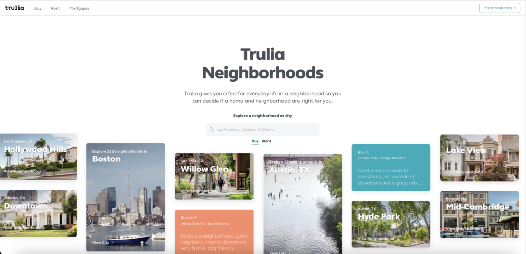 Trulia's Neighborhood Information Page