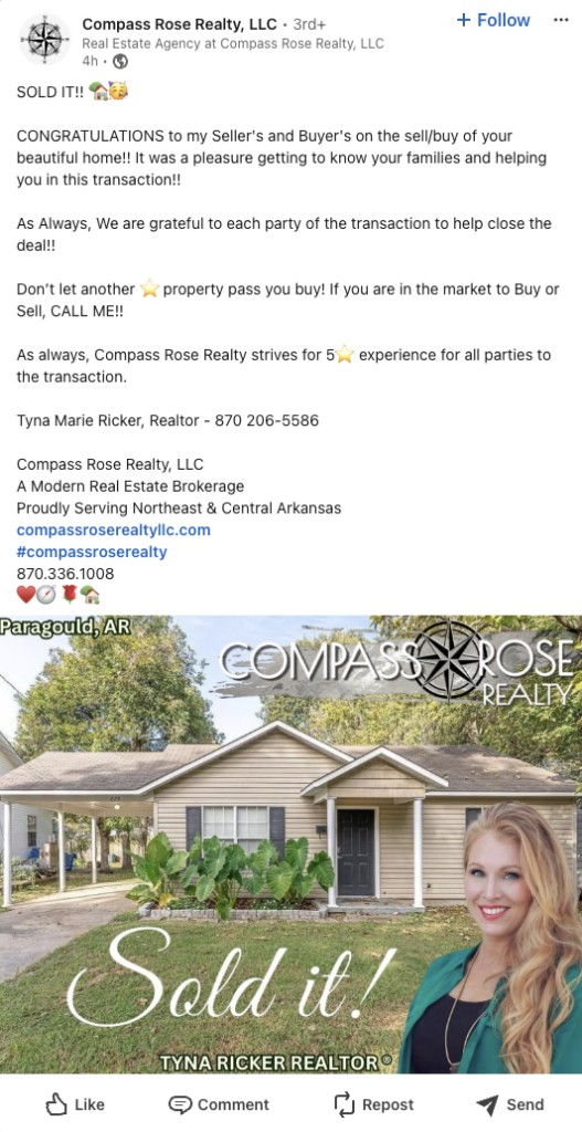"Sold" Announcements on LinkedIn