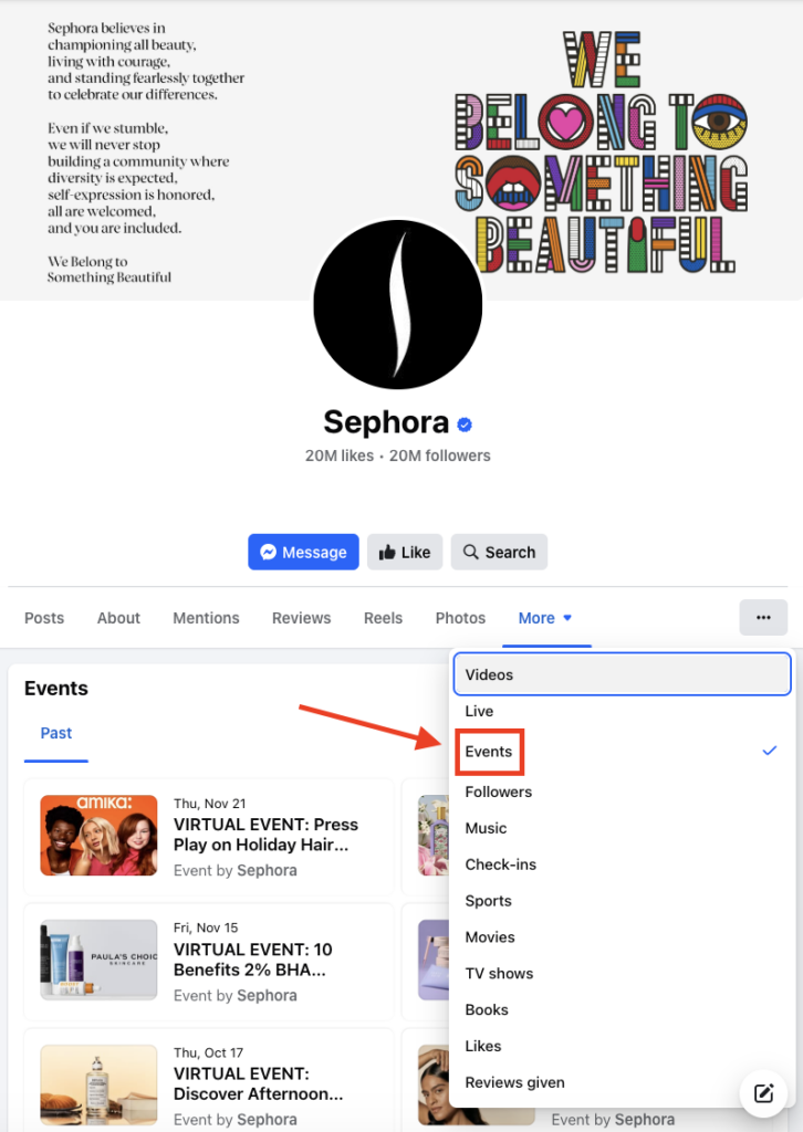 Promote Events Using the Events Tab