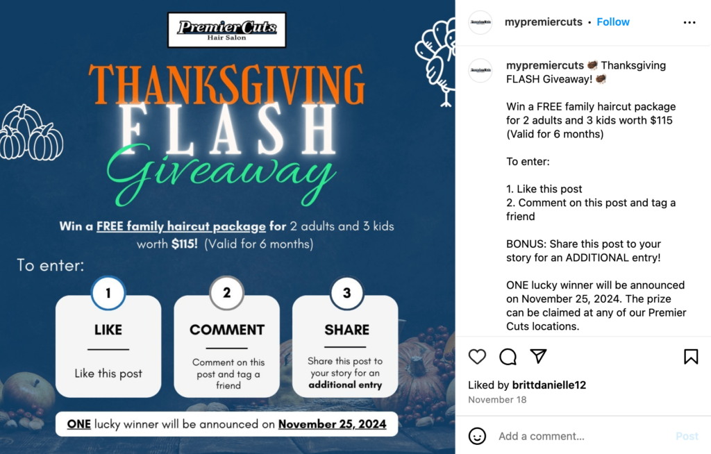 Thanksgiving Family Haircut Giveaway