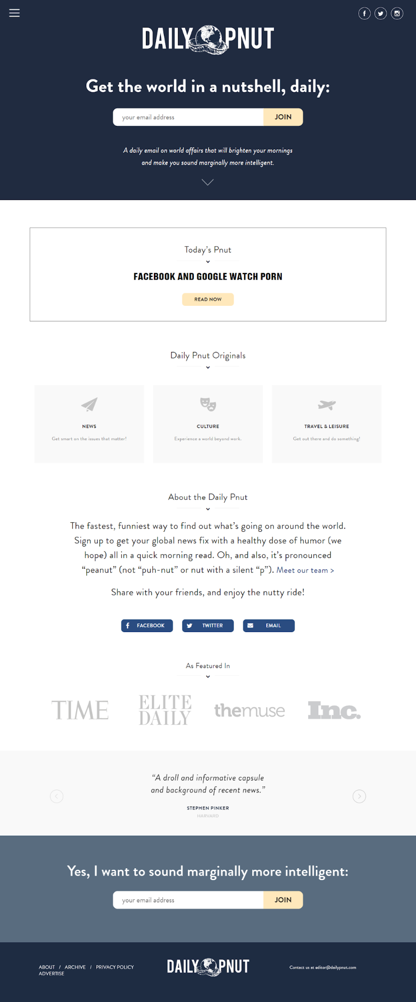 7 Best Newsletter Sign Up Examples Wishpond Blog   Dailypnutsignuppage 